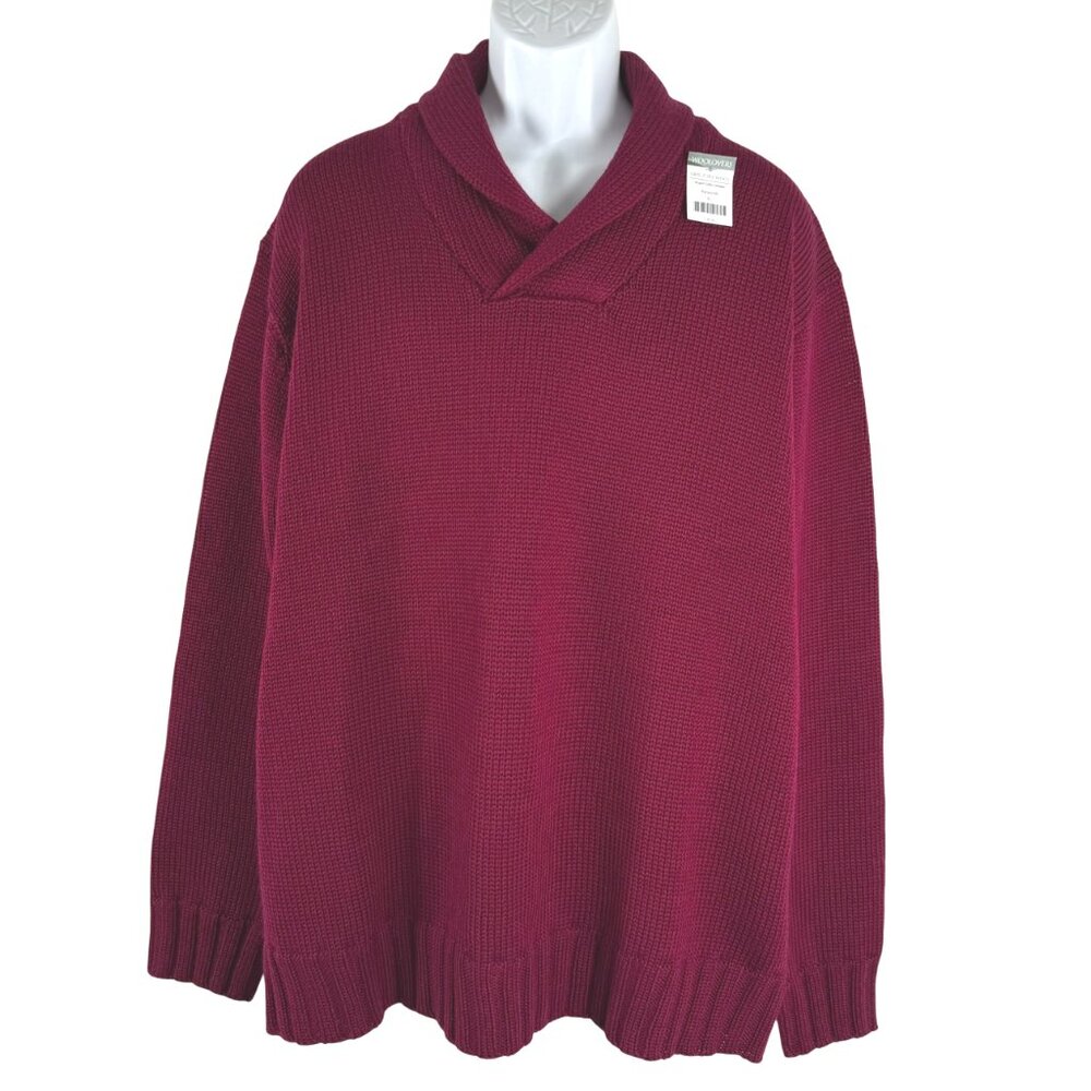 Woolovers‎ Shawl Collar Jumper Sweater Mens XL Wool Burgundy NWT FS-1401